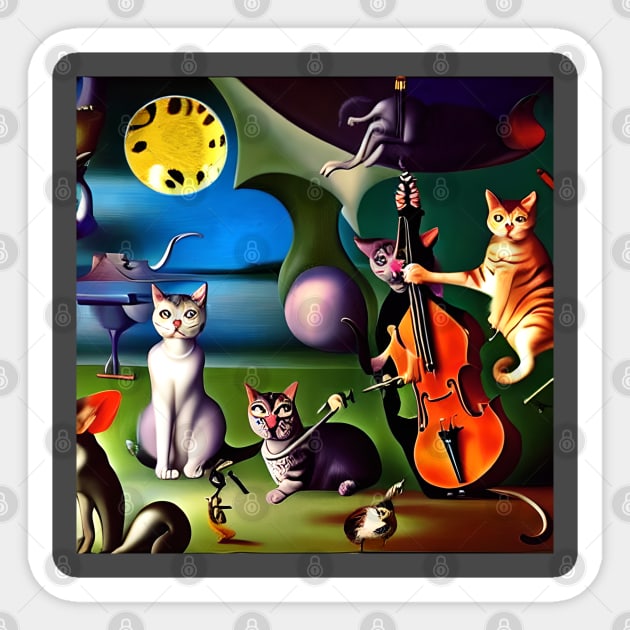 Jazz Cats Waiting For The Band Leader Sticker by Musical Art By Andrew